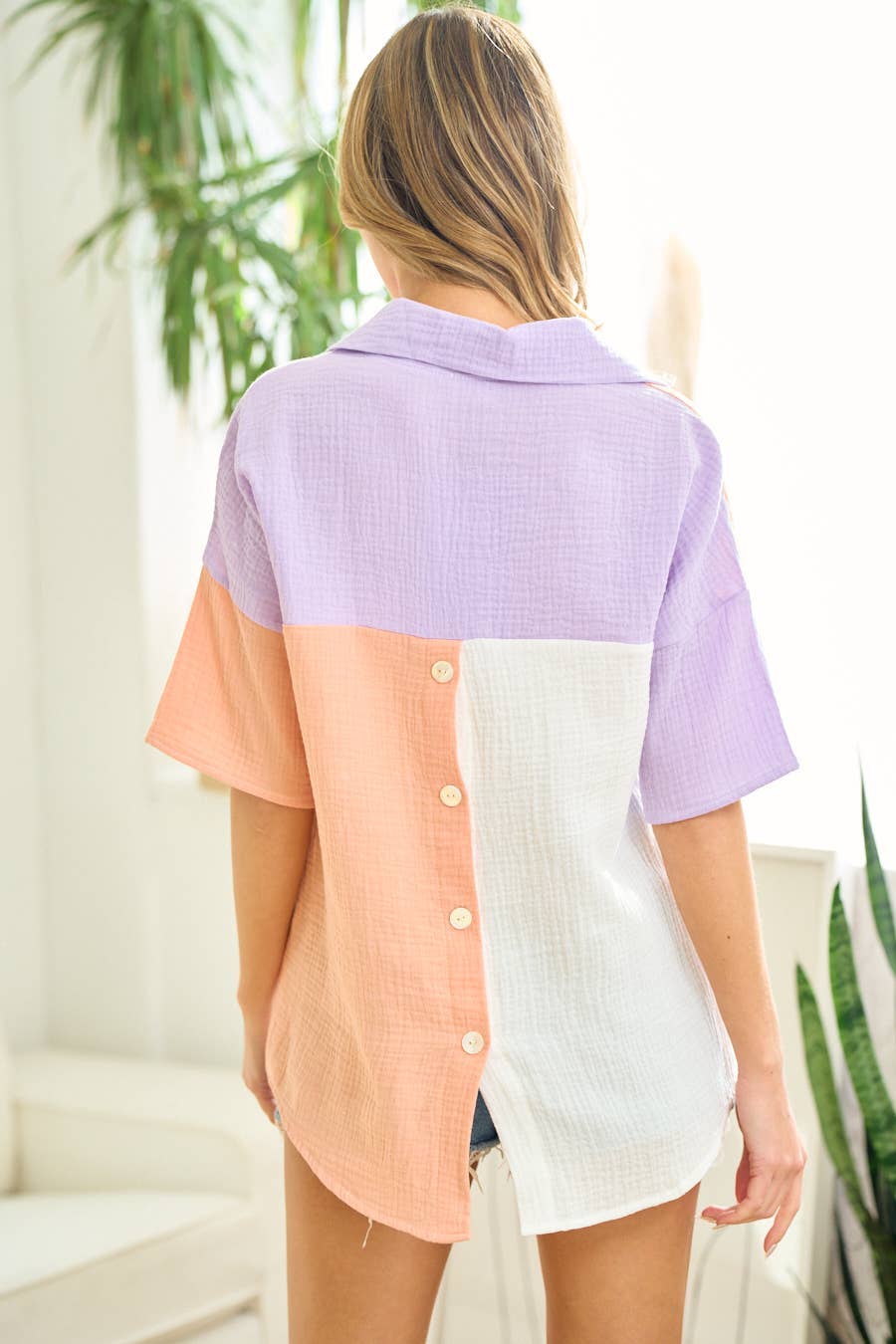 Colorblock Gauze Top (SMALL)