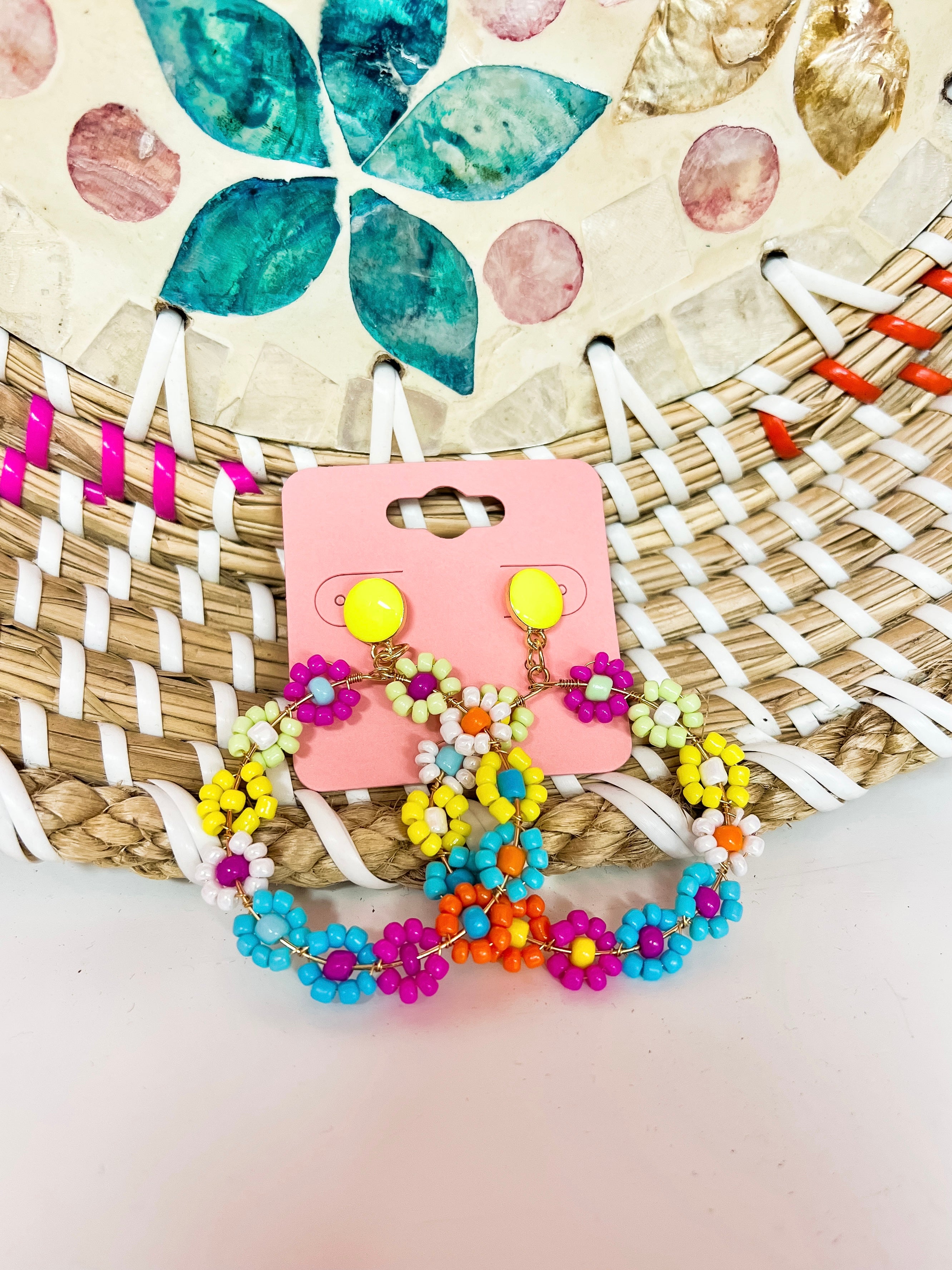 Multi Flower Dangle Earrings
