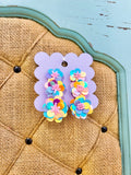 Iridescent Floral Tiered Earrings