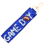 Game Day Seed Beaded Sequin Football Keychain