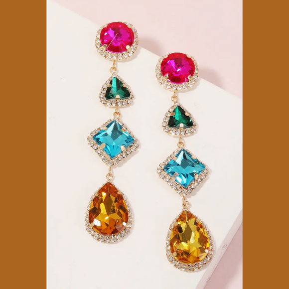 Tiered Rhinestone Dangle Earrings