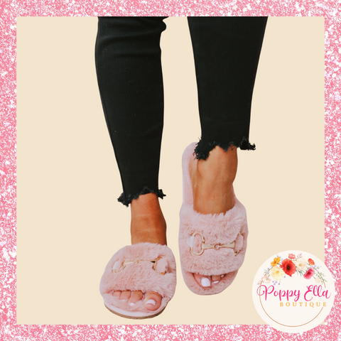Rose Faux Fur Slippers