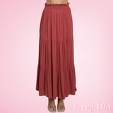 Marsala Maxi Tiered Skirt