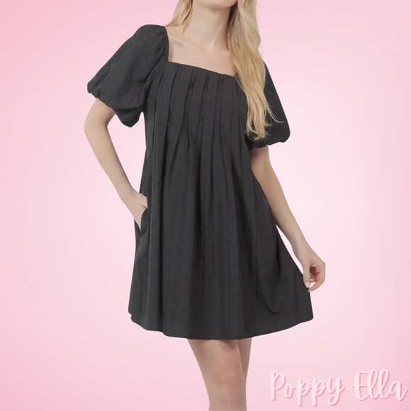 Pleated Black Dress