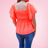 Coral Smocked Blouse