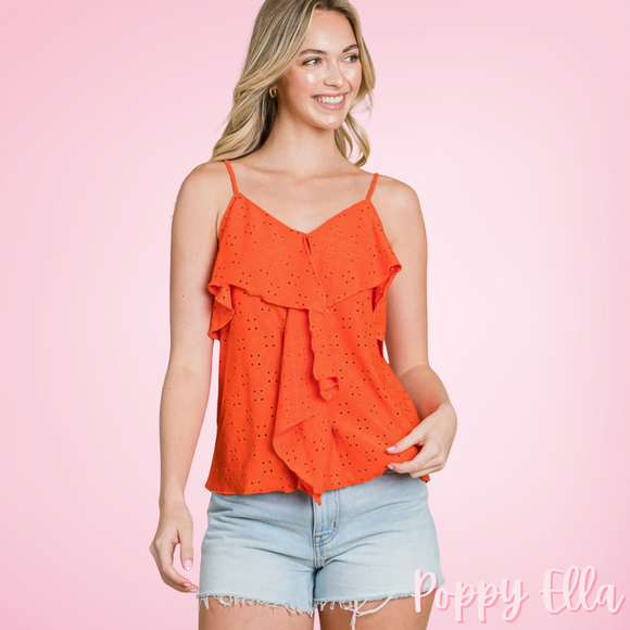 Orange Ruffle Cami Top