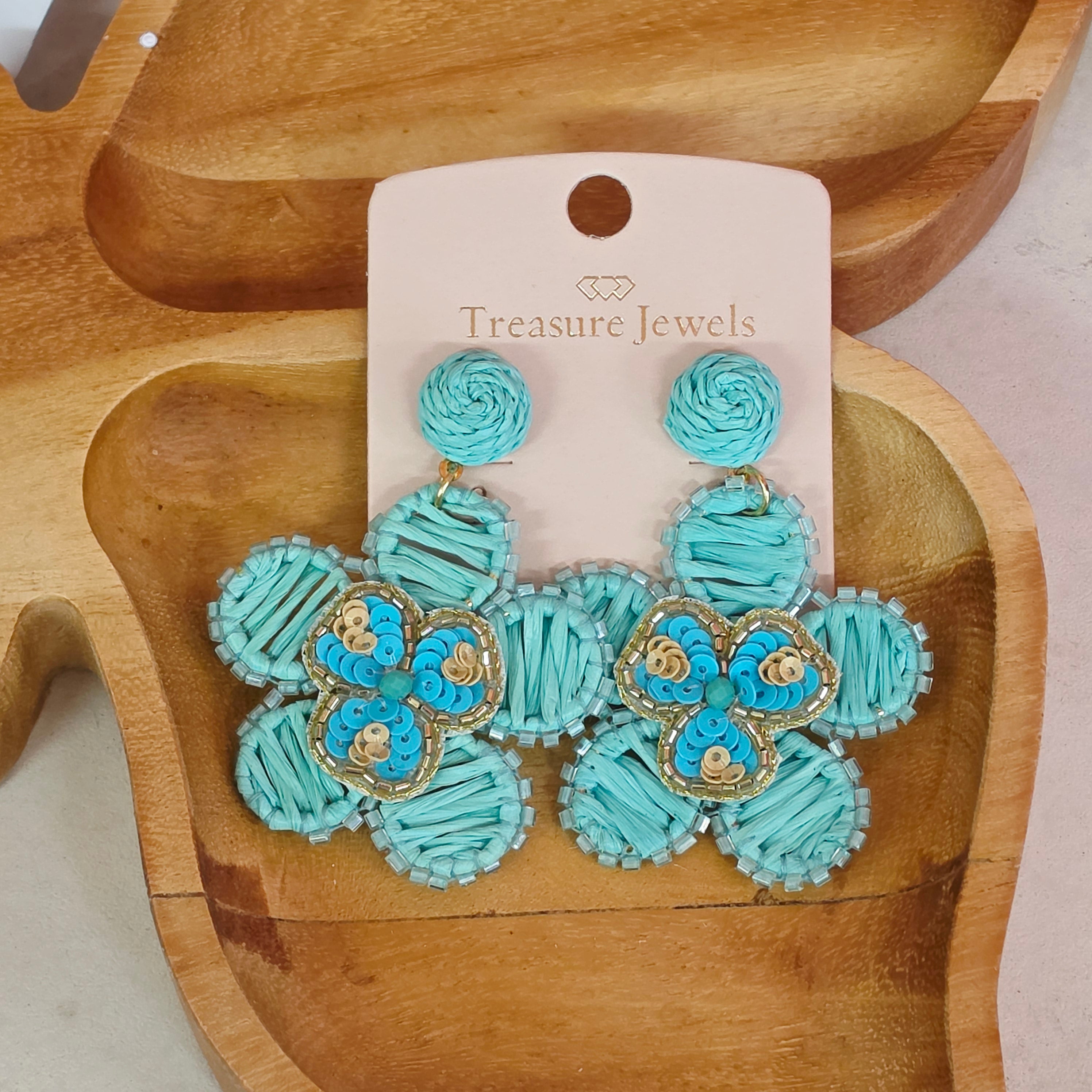 Aqua Floral Earrings