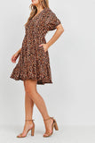 Leopard Puff Sleeve Tiered Dress