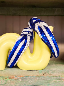 White + Royal Sequin Headband