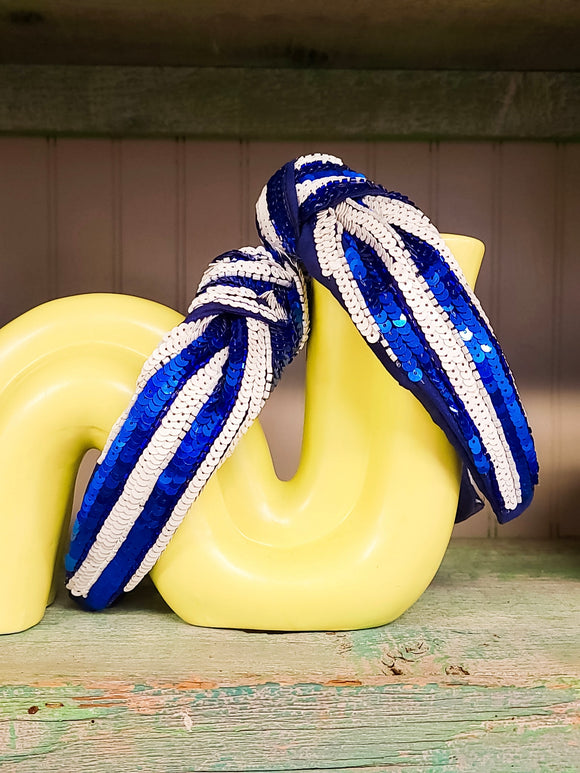 White + Royal Sequin Headband