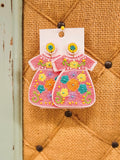 Pink Beaded Dress Earrings