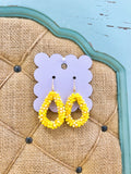 Yellow Beaded Dangle Earrings