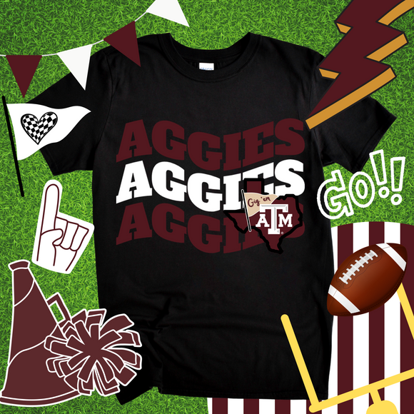 Wavy Aggies Tee