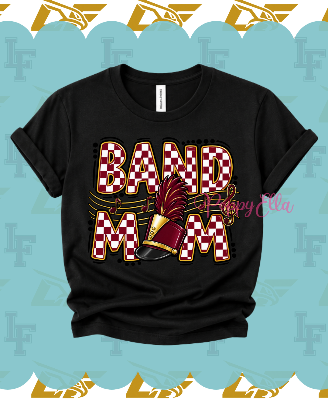 Band Mom Maroon Checkered Tee
