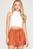 Rust High Waisted Shorts