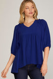 Royal Blue Babydoll Top