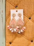 Pink Fan Beaded Earrings