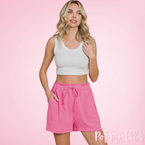 High Waisted Flamingo Pink Shorts