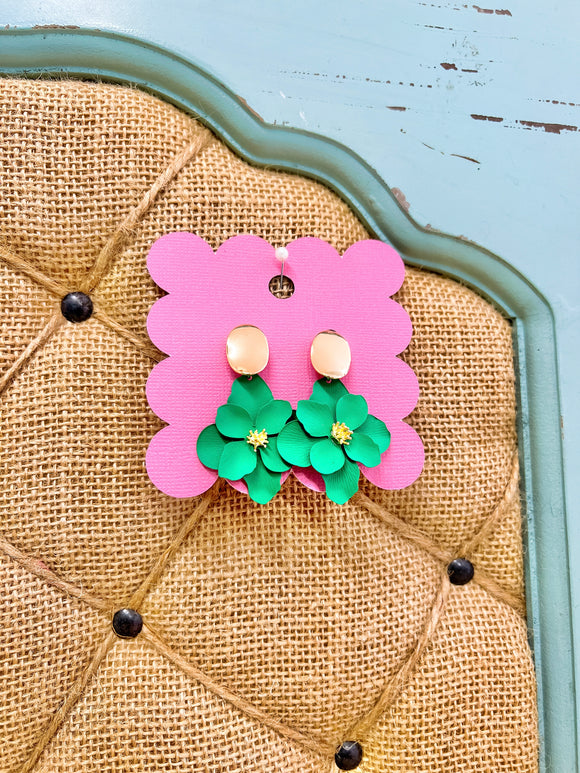 Green Flower Earrings
