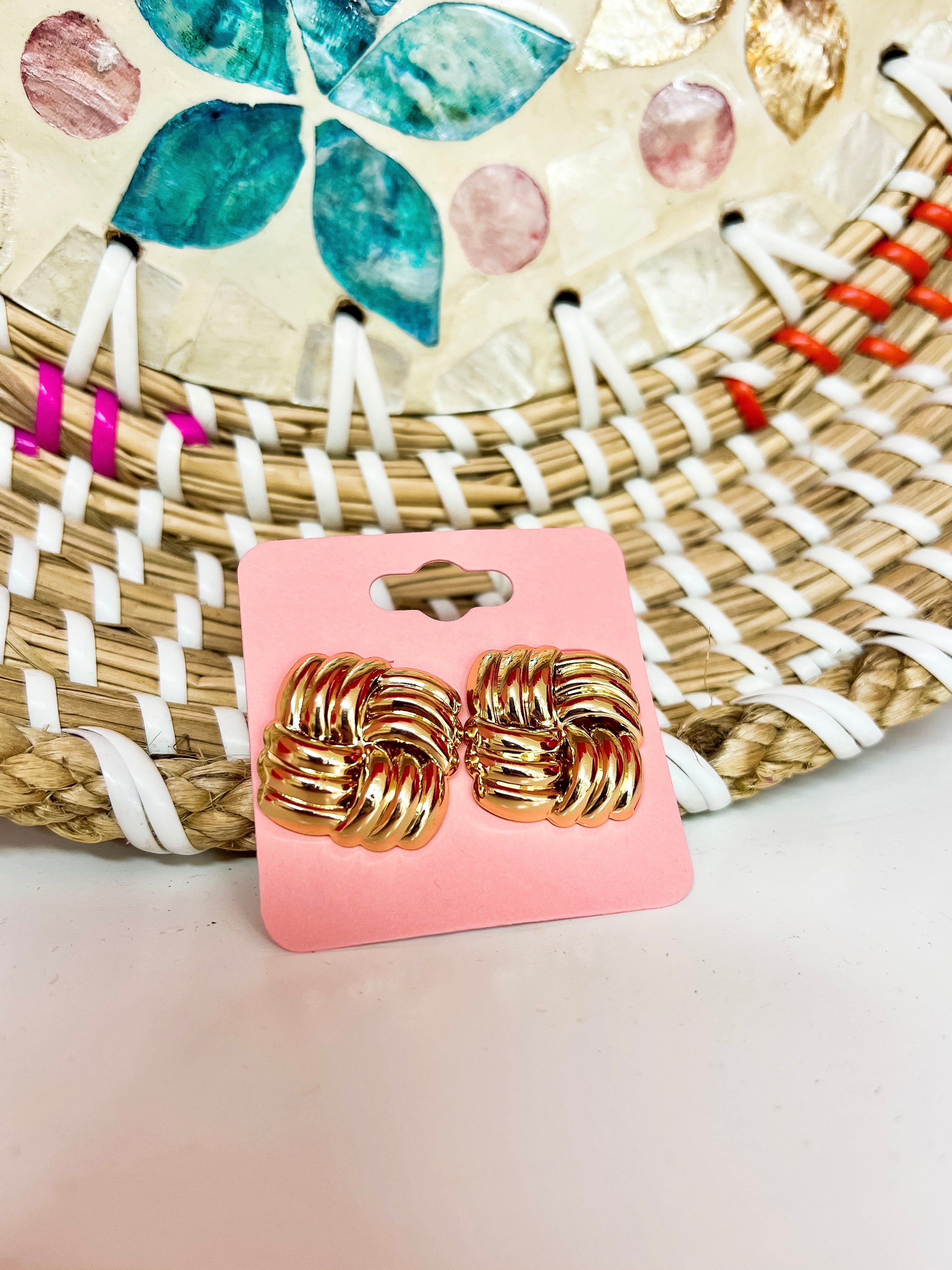 Gold Square Studs