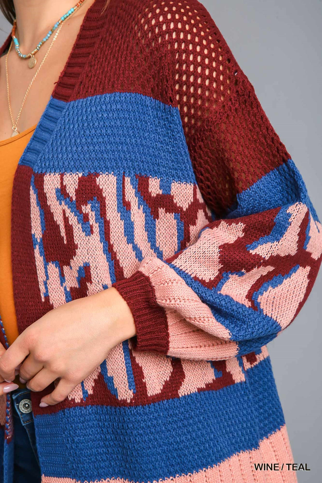 Animal Print Colorblock Cardigan