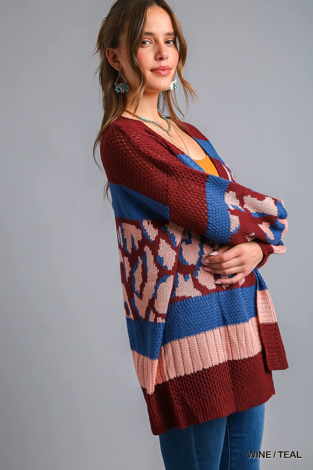 Animal Print Colorblock Cardigan