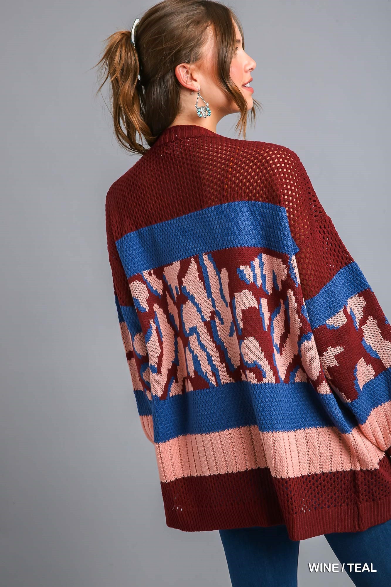 Animal Print Colorblock Cardigan