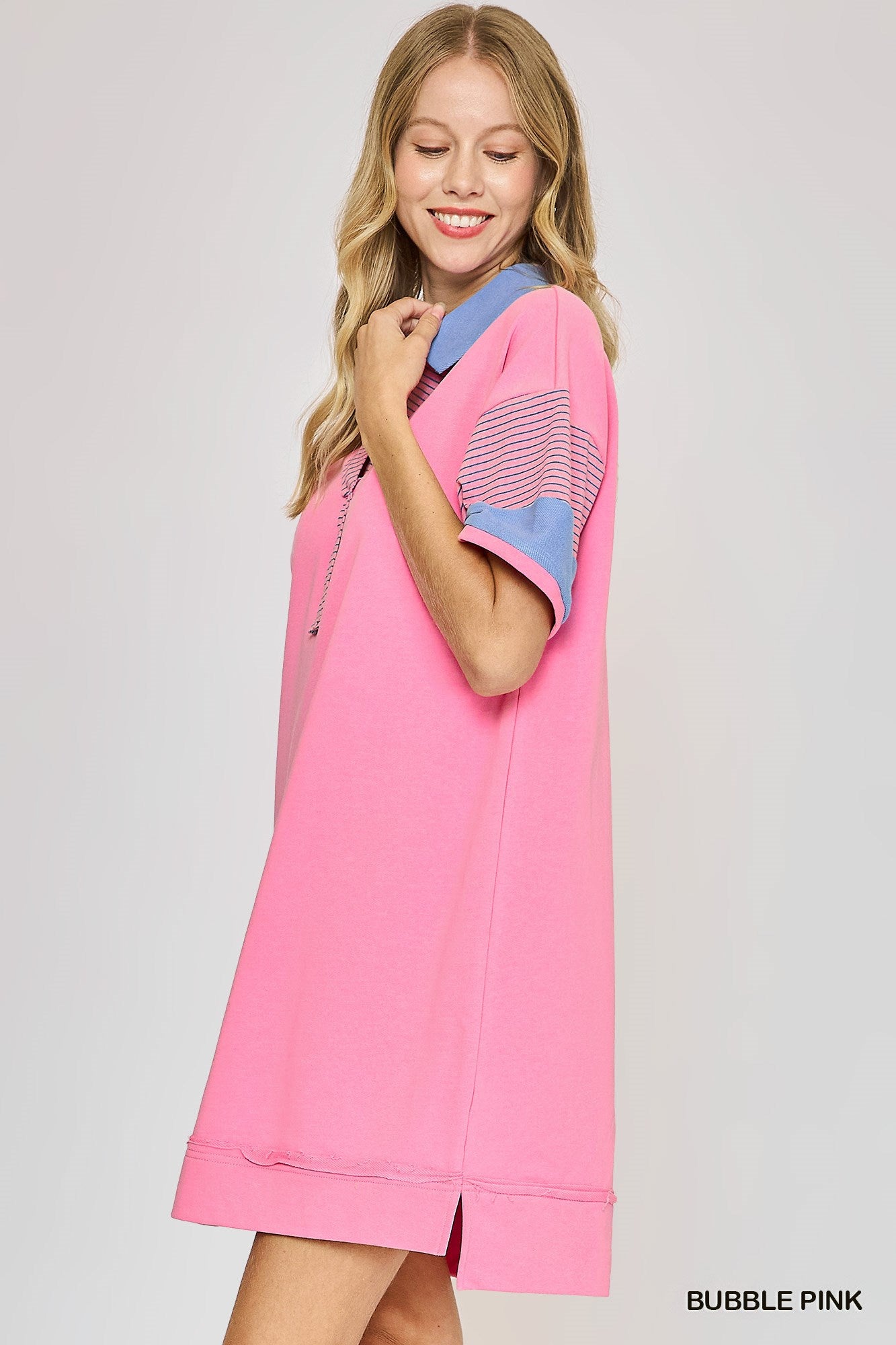 Bubble Pink French Terry Dress (S-L)