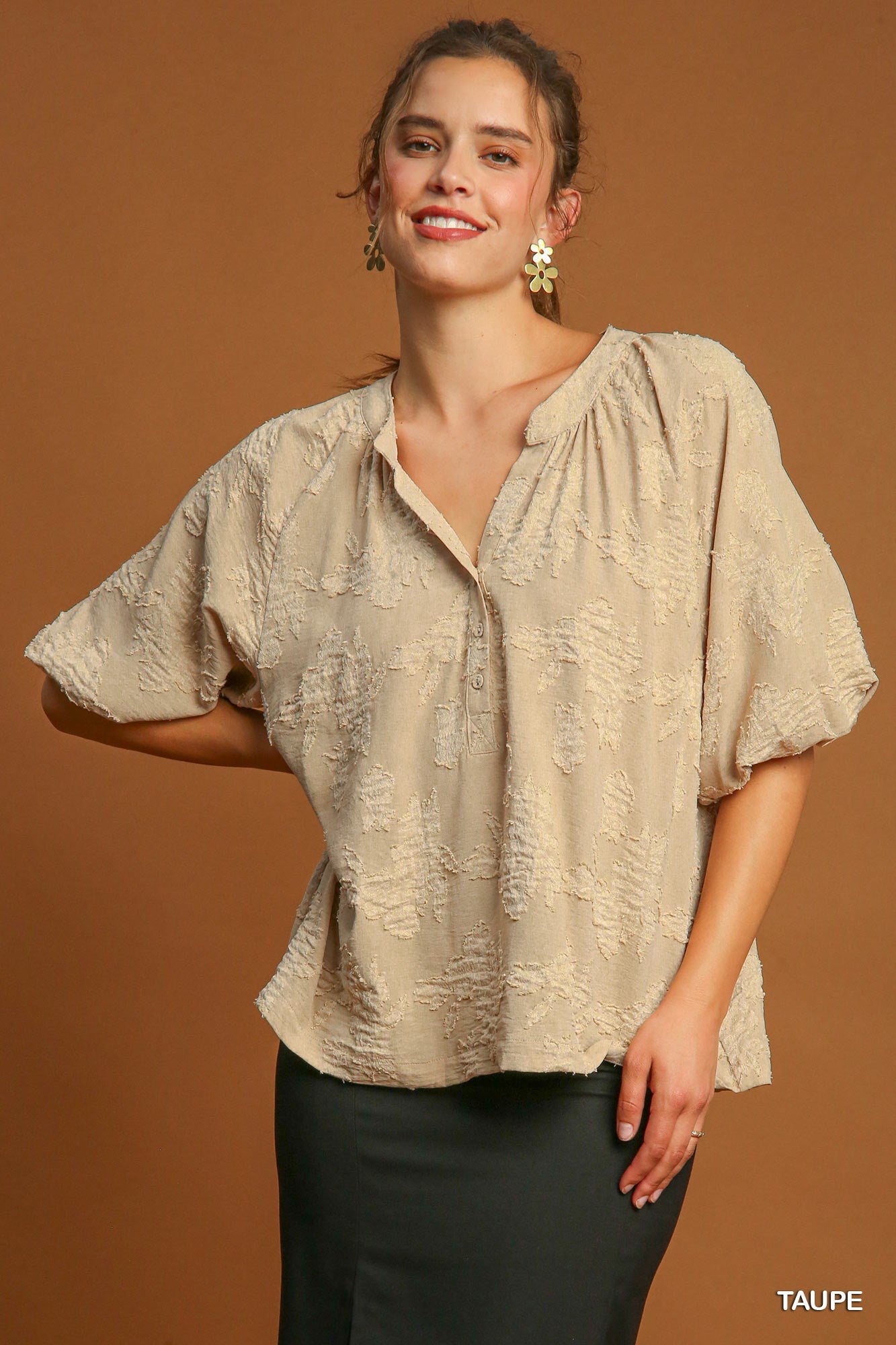 Taupe Textured Blouse