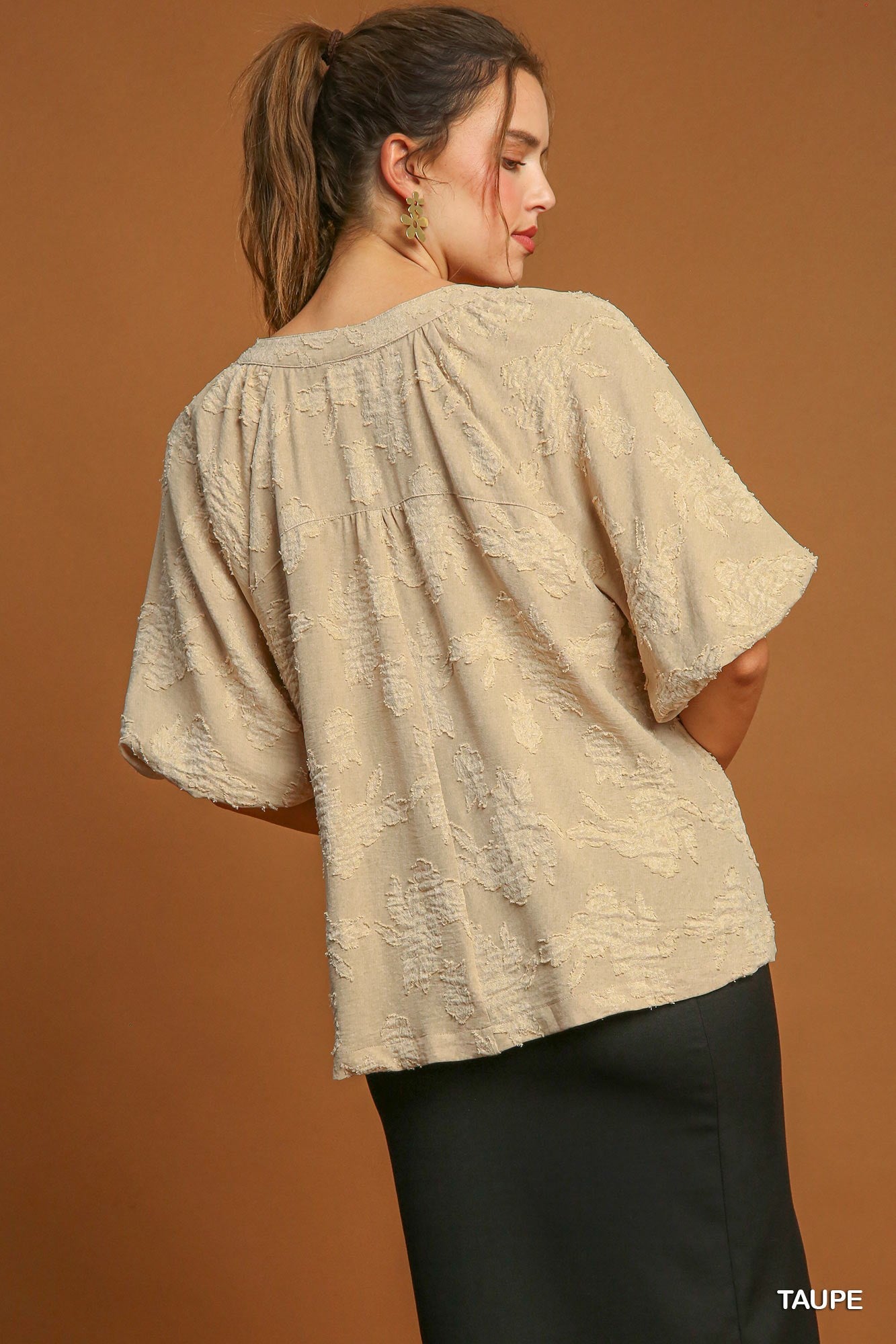 Taupe Textured Blouse