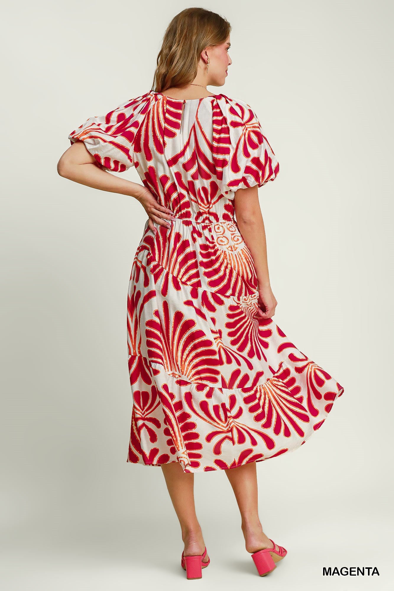 Magenta Abstract Midi Dress (S-L)