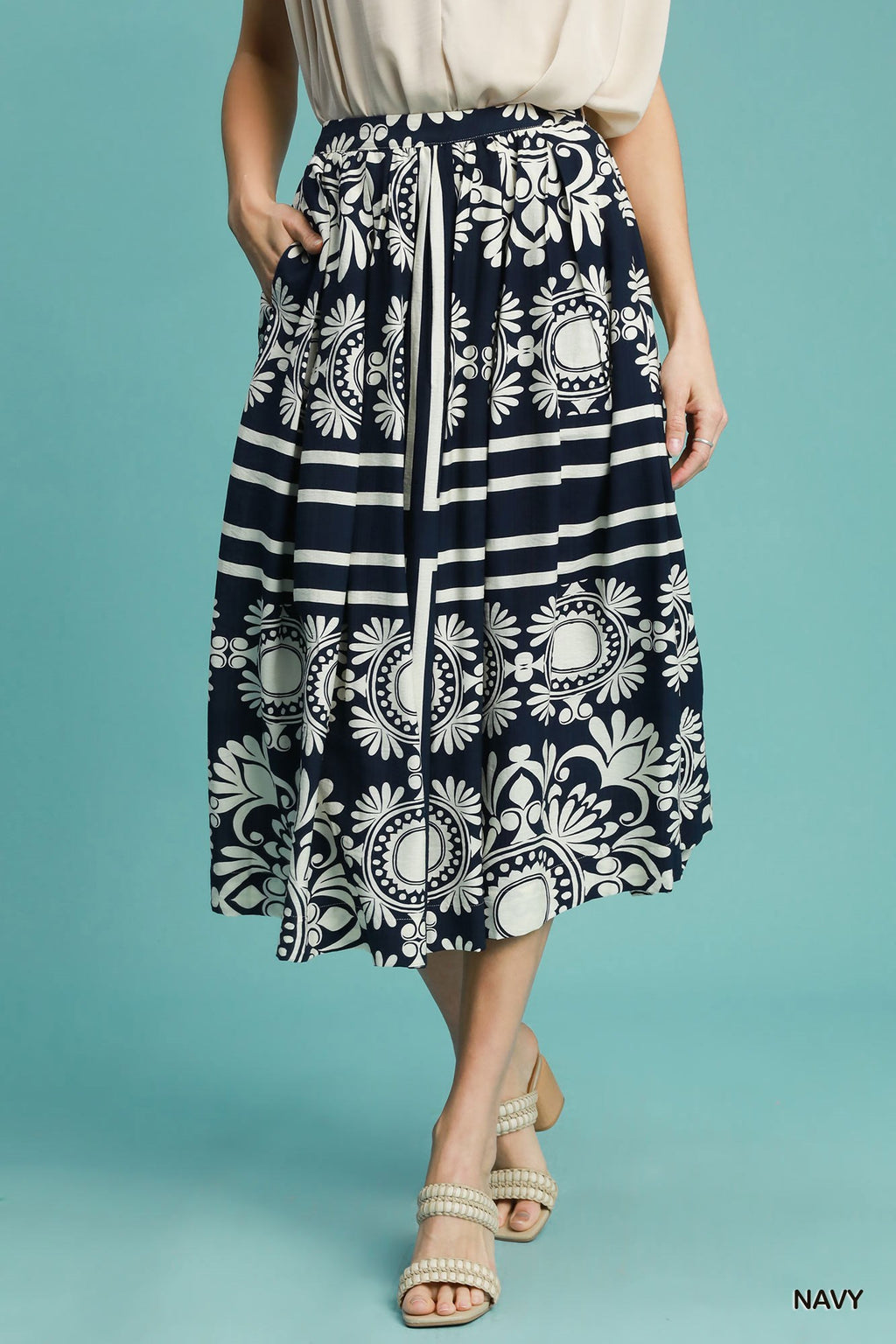 Navy Midi Skirt (S-L)