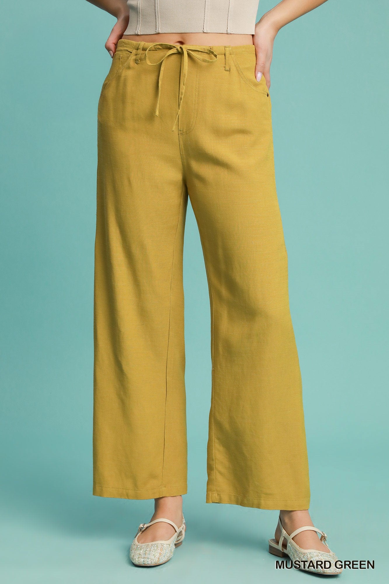 Mustard Green Pull On Pants (S-L)