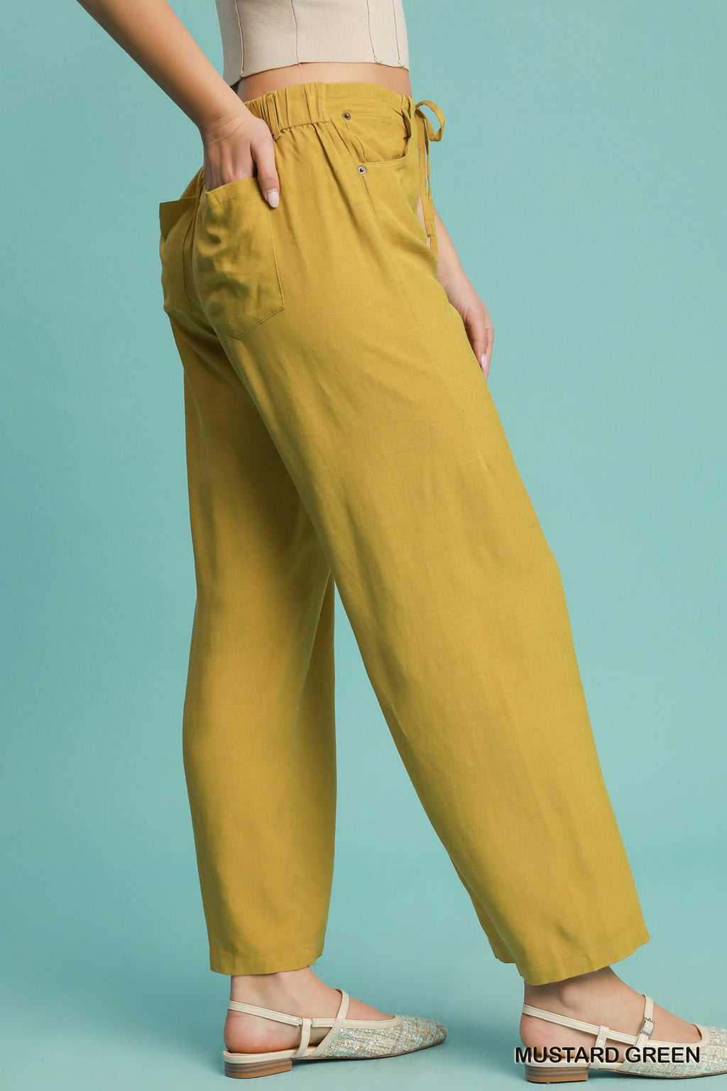 Mustard Green Pull On Pants (S-L)