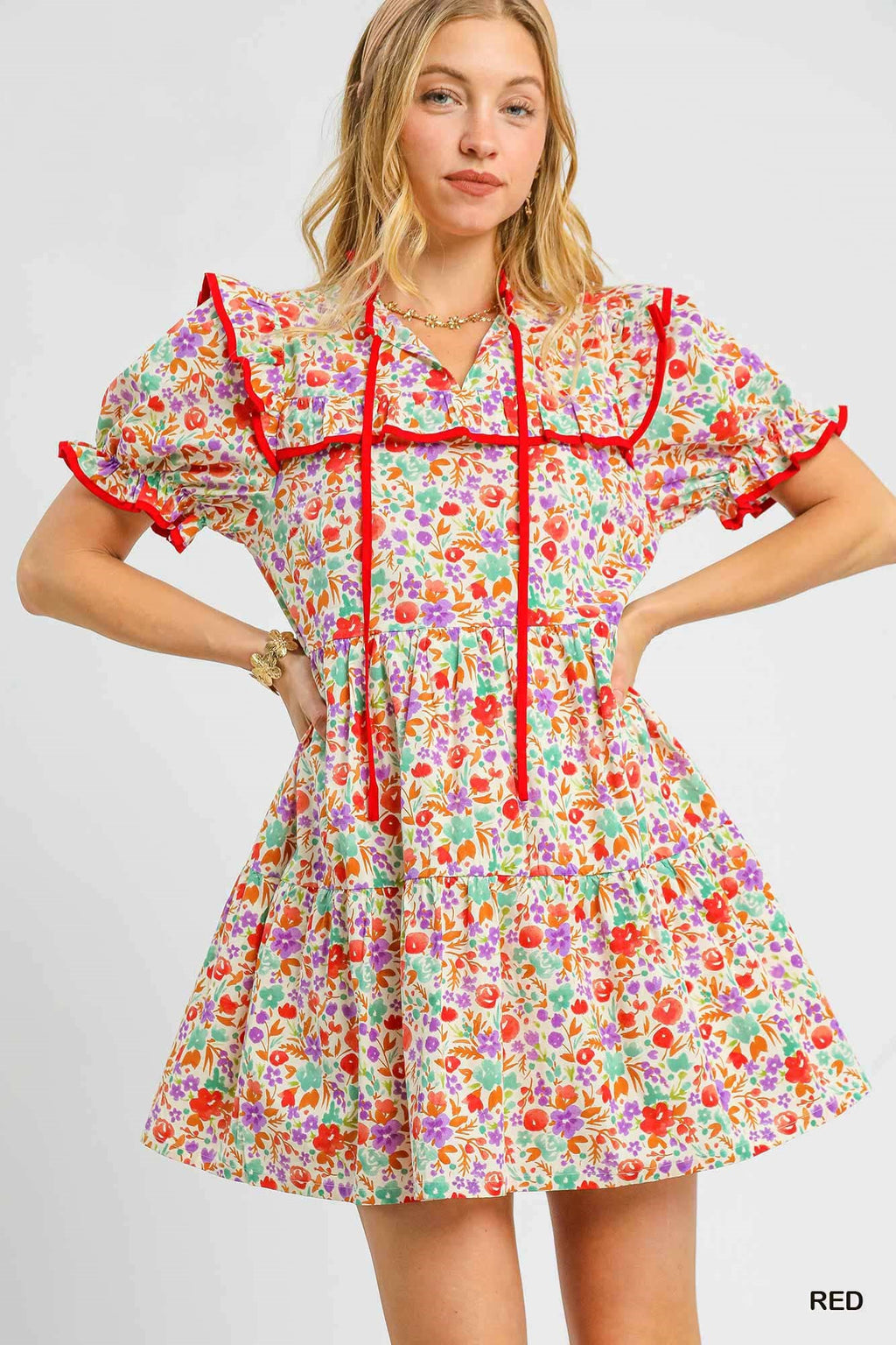 Ruffle Trim Babydoll Dress (S-L)