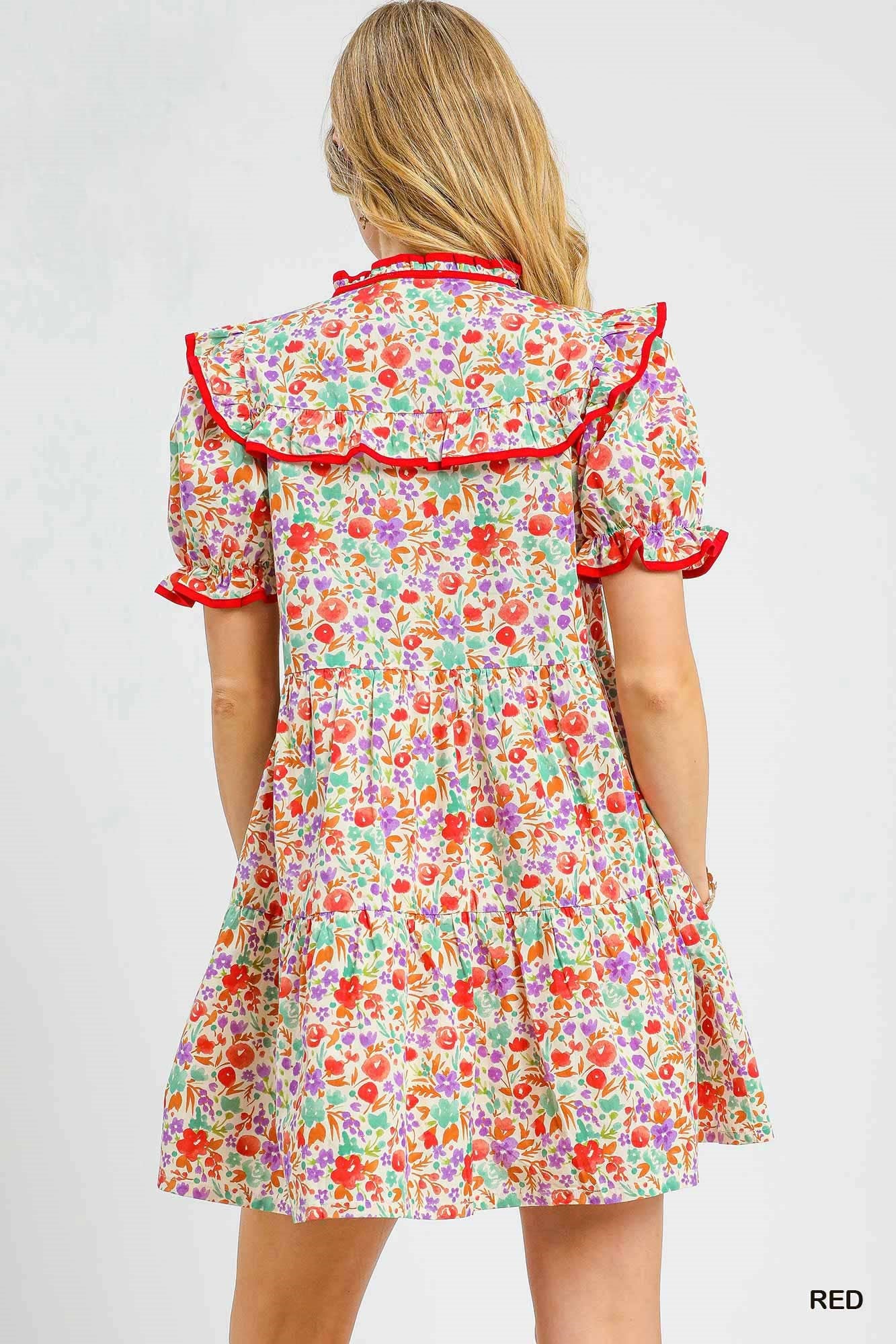 Ruffle Trim Babydoll Dress (S-L)