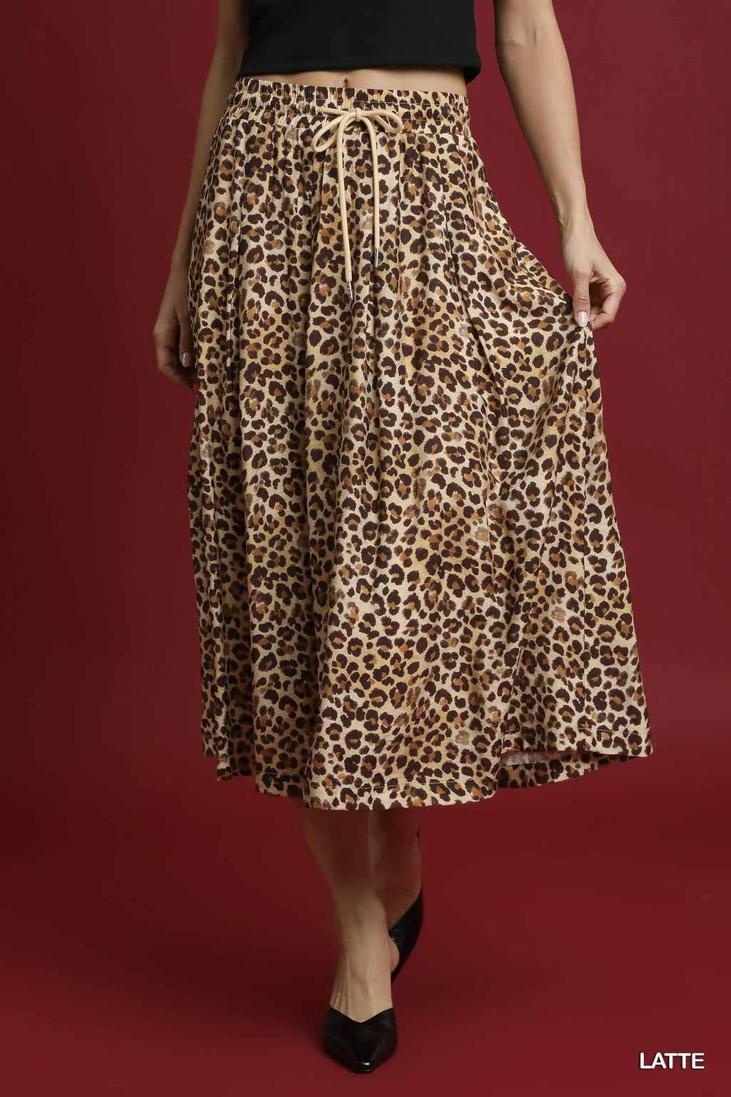 Latte Leopard Midi Skirt