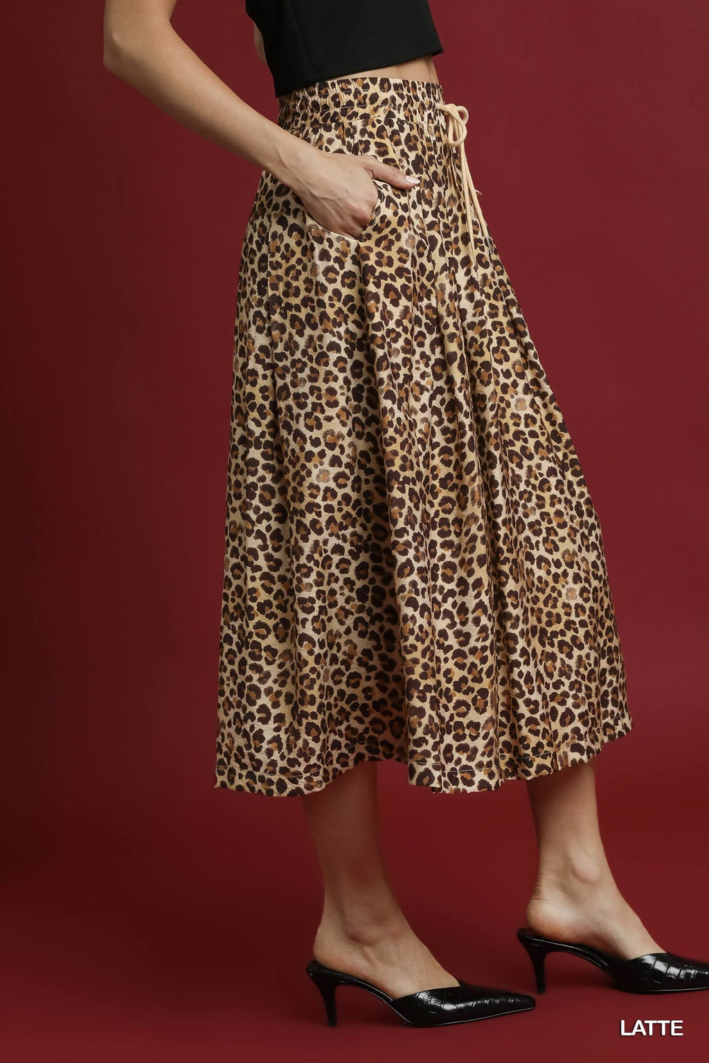 Latte Leopard Midi Skirt