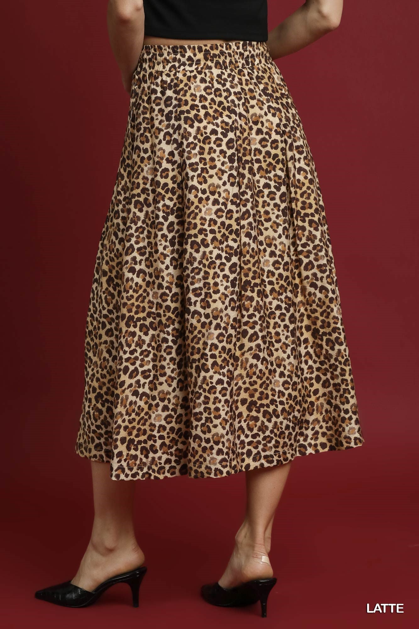 Latte Leopard Midi Skirt