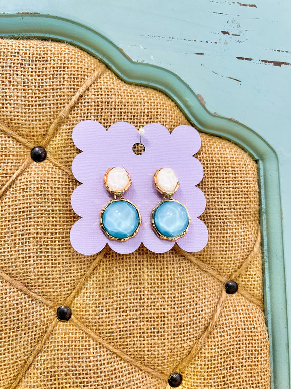 Sky Blue Gem Earrings