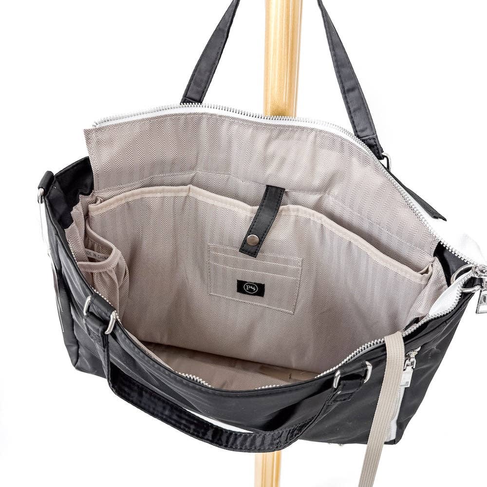 Nina Nylon Organizer Tote Bag: Cream