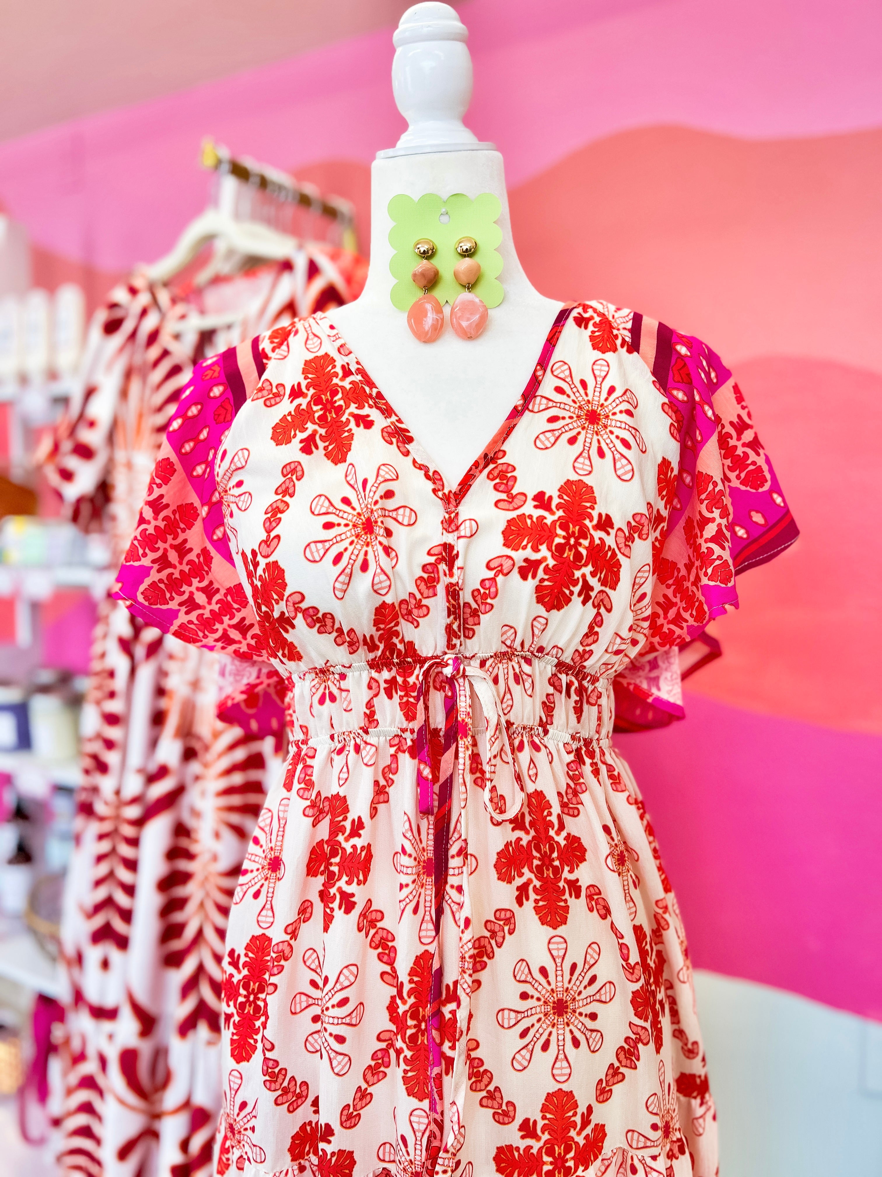 Coral + Pink Mix Maxi Dress (S-L)