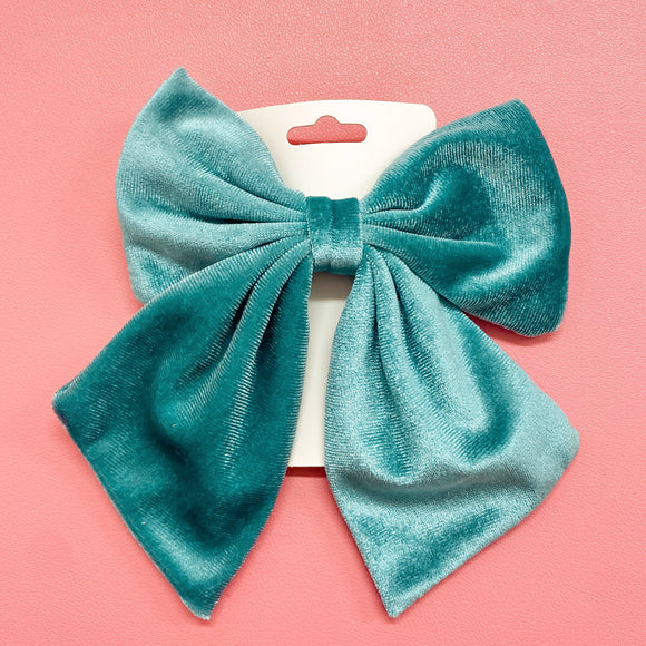 Teal Velvet Bow