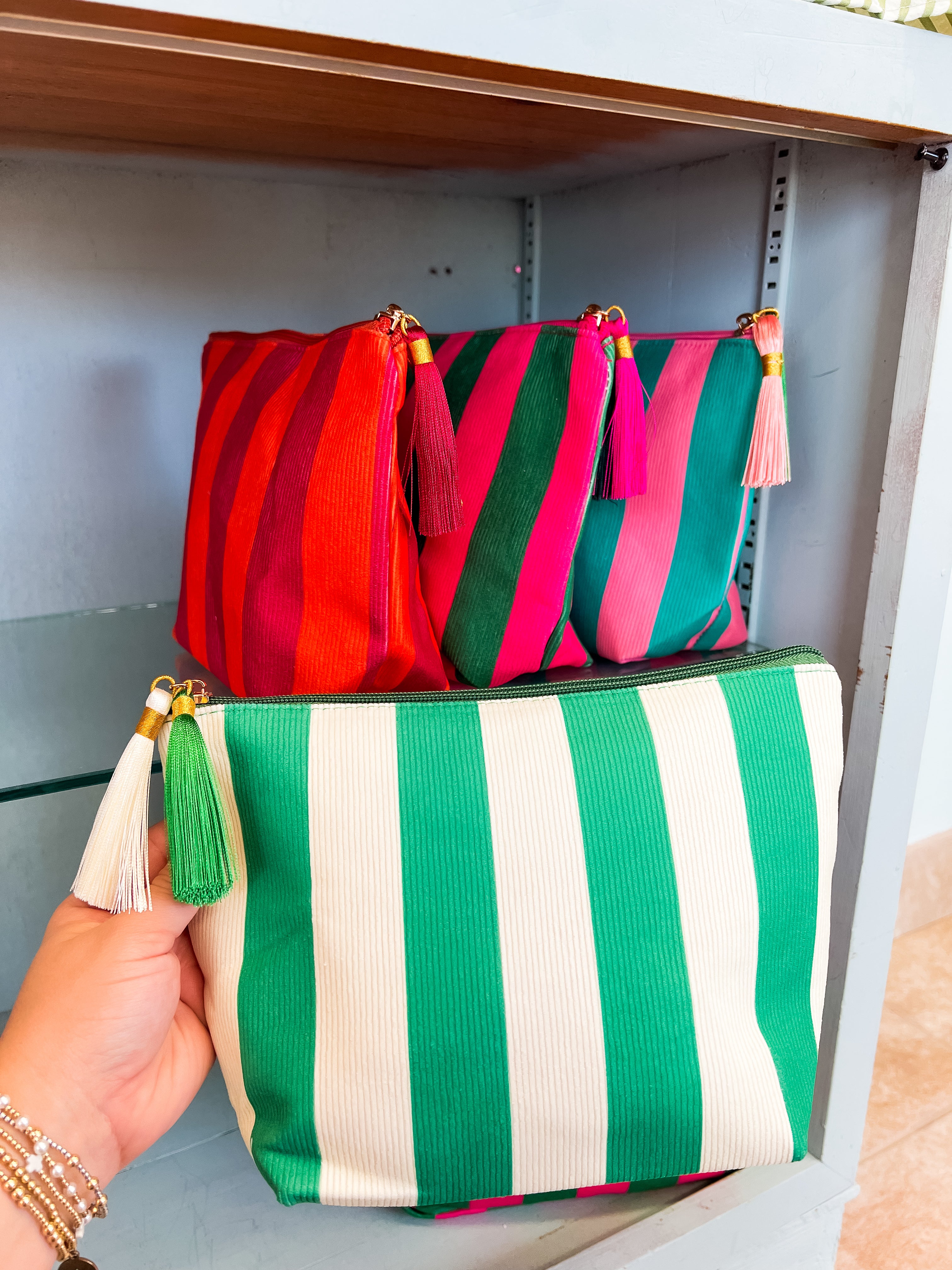 Striped Cosmetic Pouches