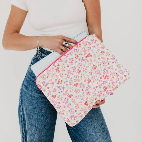 Palmer Puffer Laptop Sleeve: Pink Floral