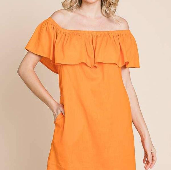 Sunkist Off The Shoulder Dress