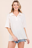 Ivory Knit Collared Top