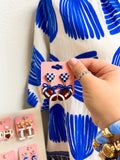 Checkered Football Heart Earrings