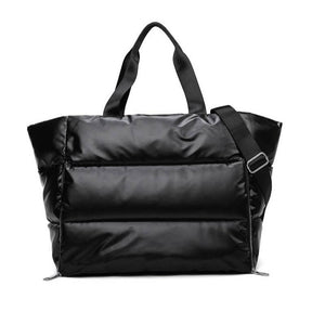 Black Puffy Quilted Tote Bag