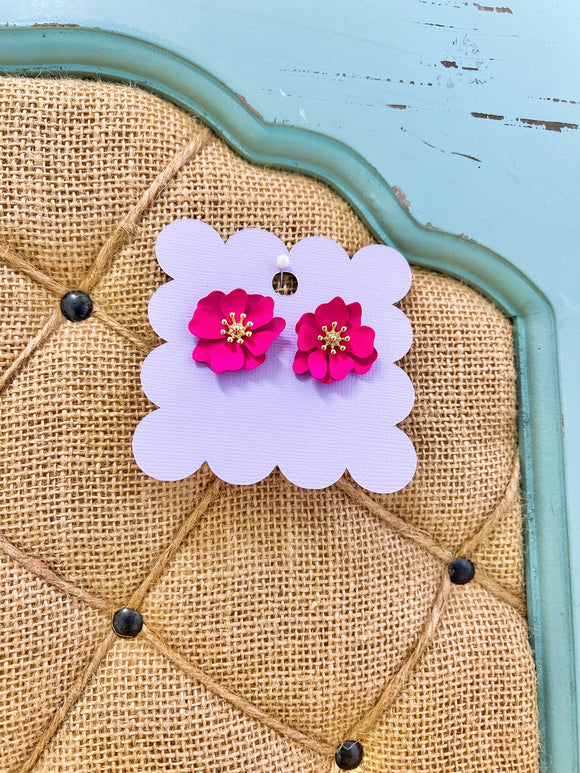 Oversized Pink Flower Stud